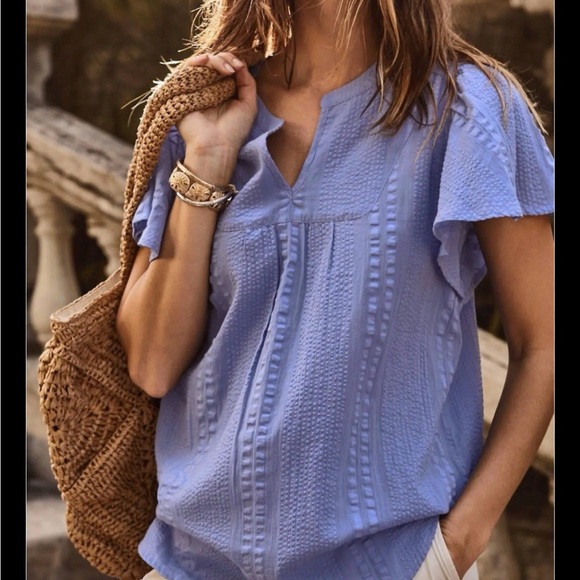 J. Jill Tops - J. Jill Soft Blue Textured Blouse